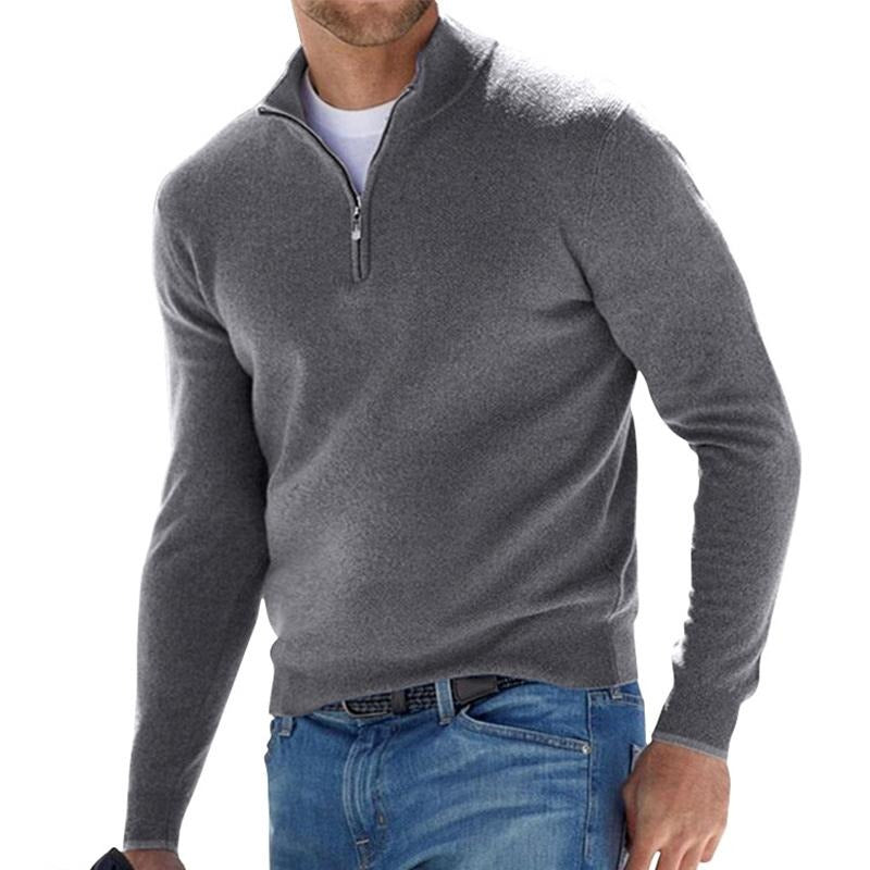 Sweter z krótkim zamkiem, minimalistyczny design