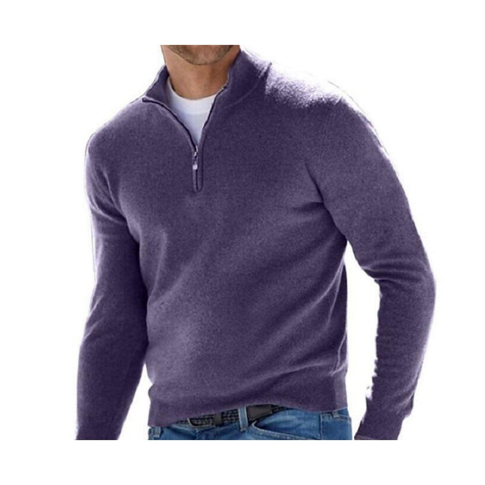 Sweter z krótkim zamkiem, minimalistyczny design