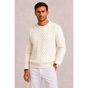 Sweter ze splotem warkoczowym w stylu wełnianym