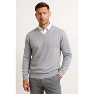 Sweter z kaszmiru z dekoltem V, krój slim fit