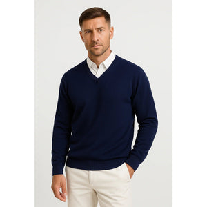 Sweter z kaszmiru z dekoltem V, krój slim fit