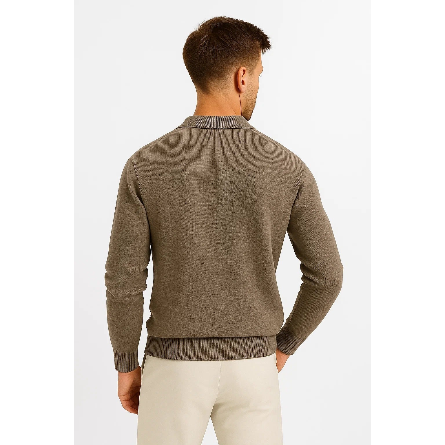 Sweter polo z mieszanki bawełny, strukturalny kołnierz