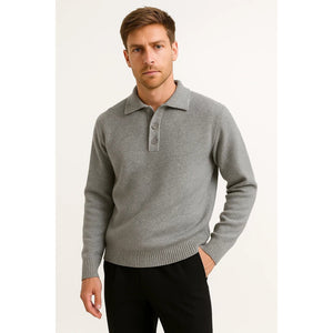 Sweter polo z mieszanki bawełny, strukturalny kołnierz